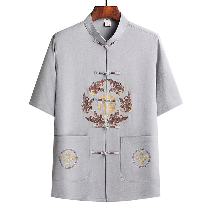 Buddha Stones Fu personaje Tang traje Hanfu uniforme tradicional manga corta Top pantalones ropa conjunto para hombres