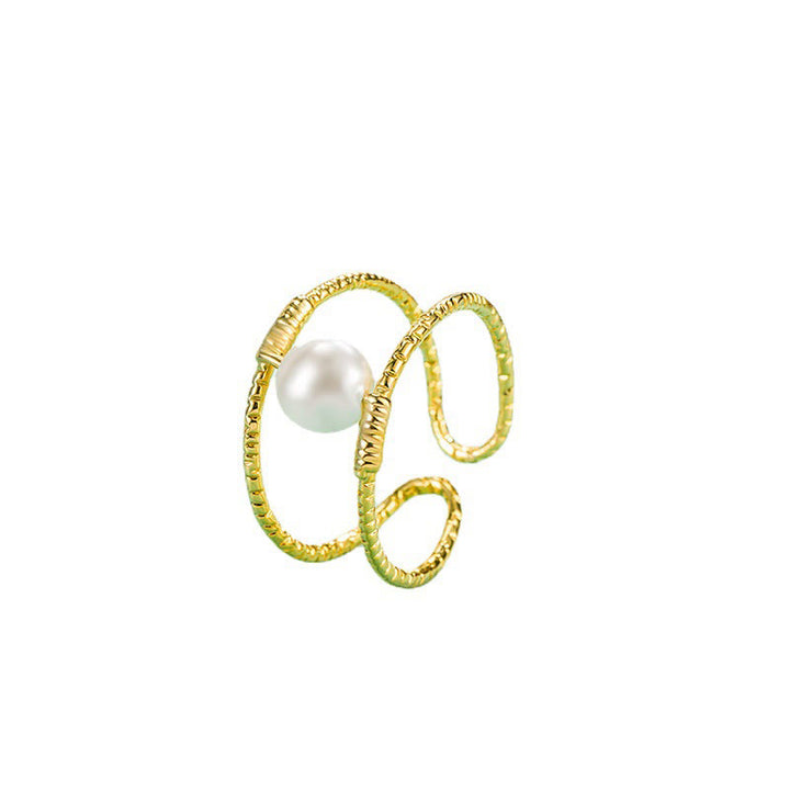 Anillo ajustable de la suerte de cobre de doble capa con cuentas de perlas de Jade redondas de Buddha Stones