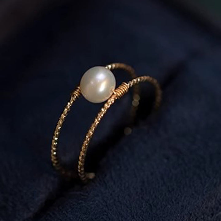 Anillo ajustable de la suerte de cobre de doble capa con cuentas de perlas de Jade redondas de Buddha Stones