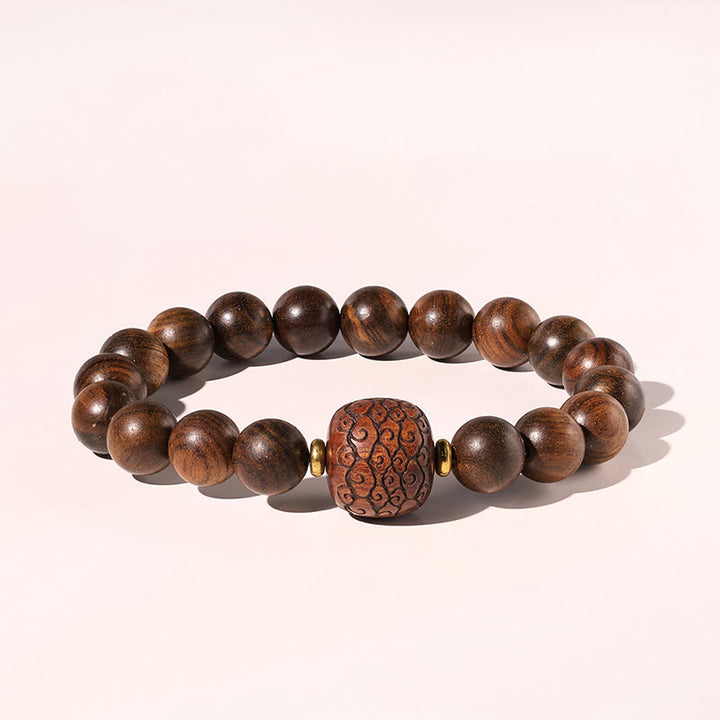 Pulsera de calidez con patrón de bambú, Buddha Stones , palisandro, nubes propicias, tótem Fu