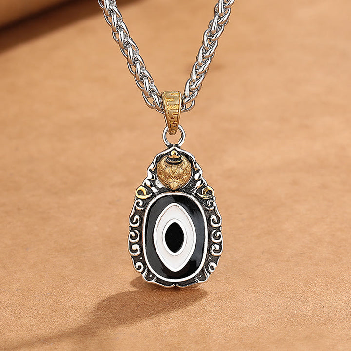 Buddha Stones Tíbet Dzi cuenta Garuda patrón cobre Metal riqueza collar colgante