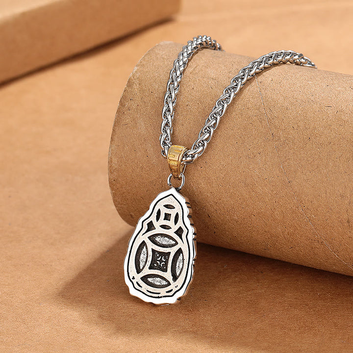 Buddha Stones Tíbet Dzi cuenta Garuda patrón cobre Metal riqueza collar colgante