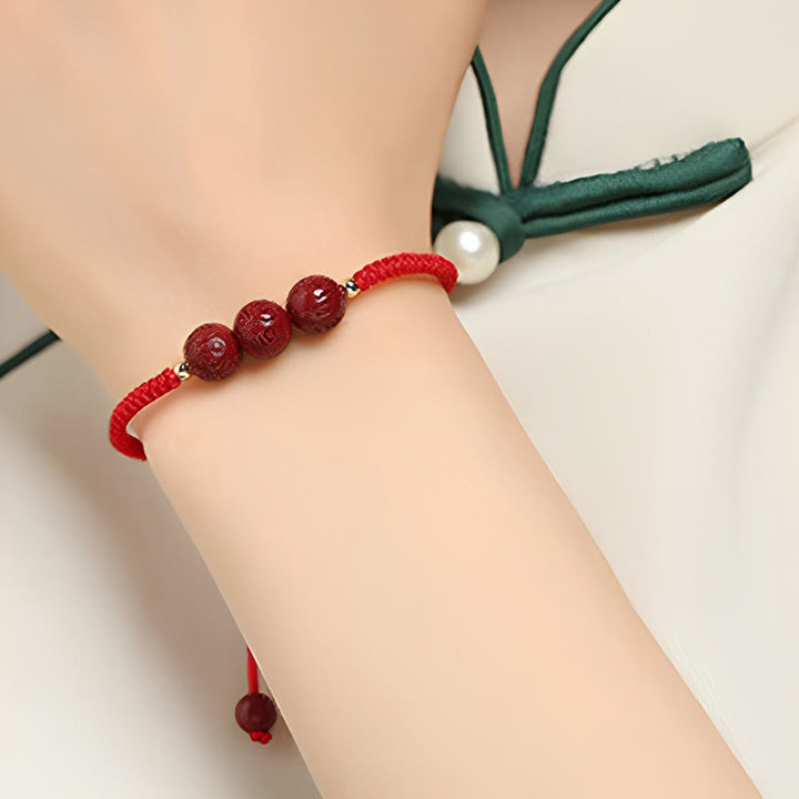 Pulsera trenzada hecha a mano con Buddha Stones, cinabrio, Om Mani Padme Hum, cuentas grabadas, bendición