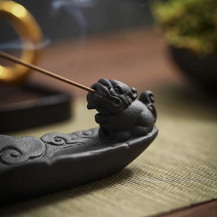 Buddha Stones, nubes propicias, Pixiu, palo de cerámica curativo, decoración de quemador de incienso