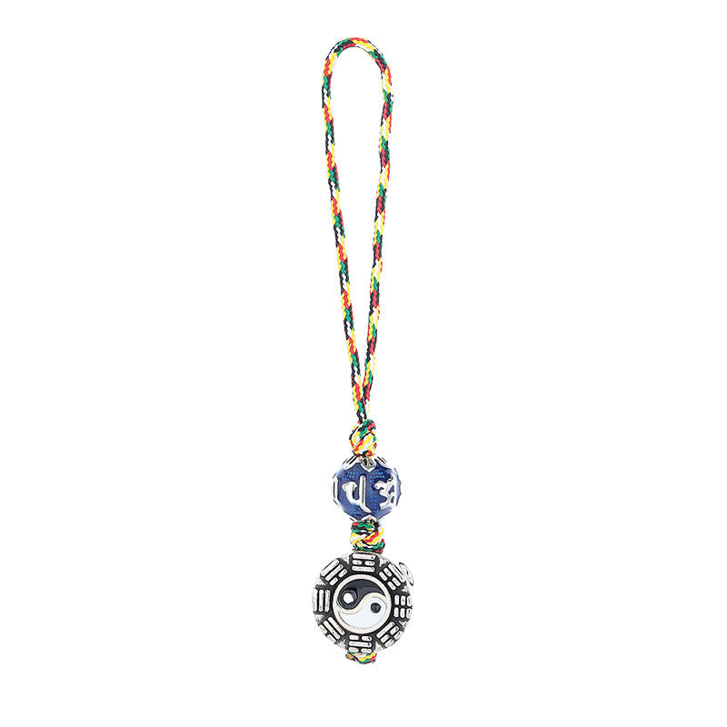 Llavero de armonía de cobre con Buddha Stones, símbolo de Yin Yang, Om Mani Padme Hum Bagua