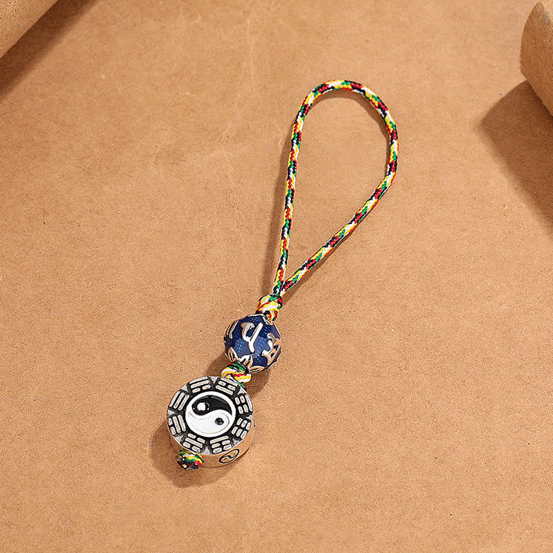 Llavero de armonía de cobre con Buddha Stones, símbolo de Yin Yang, Om Mani Padme Hum Bagua