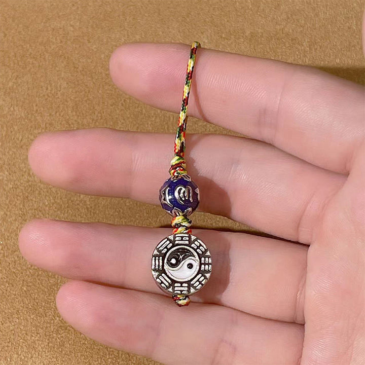 Llavero de armonía de cobre con Buddha Stones, símbolo de Yin Yang, Om Mani Padme Hum Bagua