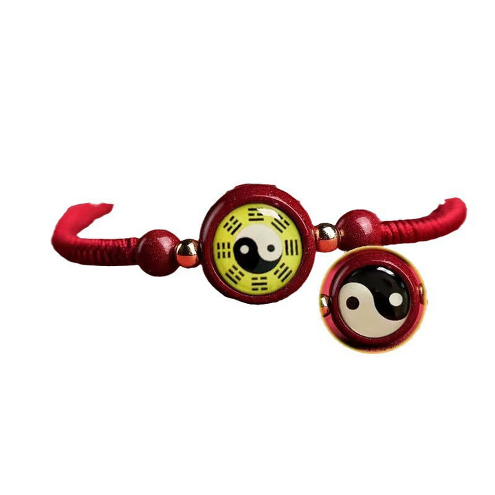 Pulsera de bendición Bagua con símbolo de Yin Yang, hilo rojo, cinabrio de la suerte, Buddha Stones