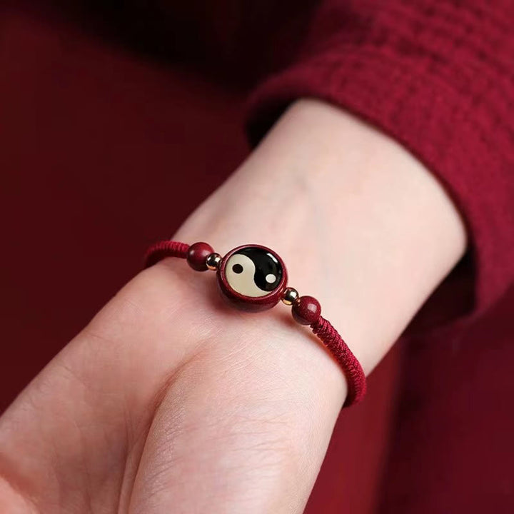 Pulsera de bendición Bagua con símbolo de Yin Yang, hilo rojo, cinabrio de la suerte, Buddha Stones