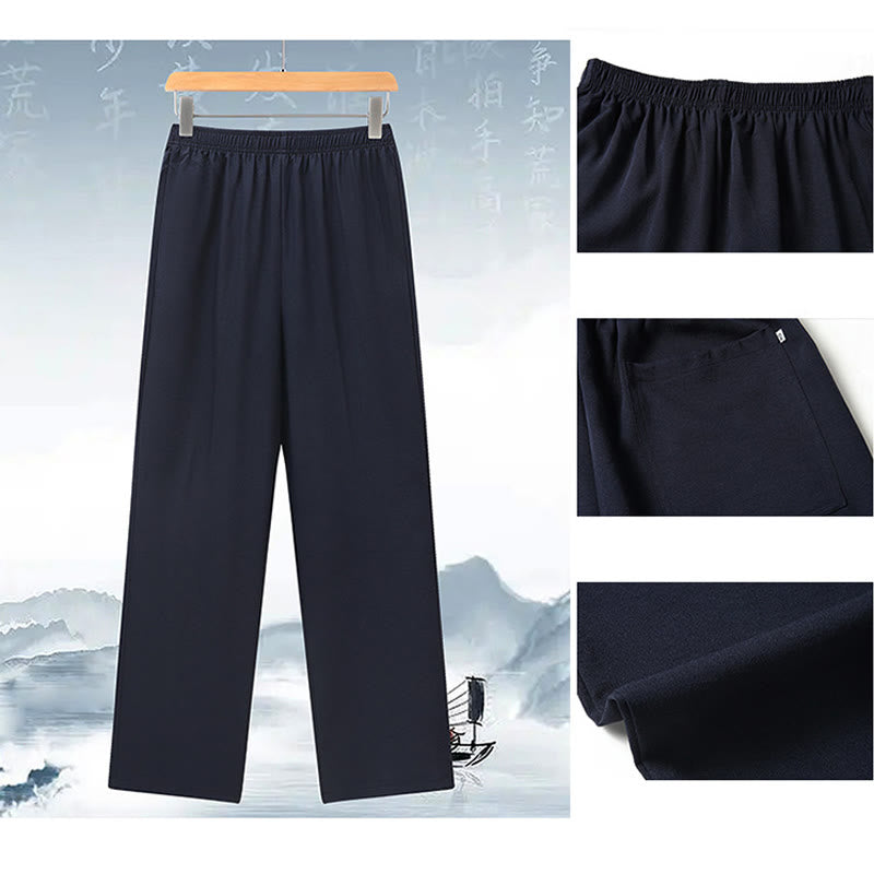Conjunto de ropa para hombre, traje Tang bordado anudado chino con personaje Fu de Buddha Stones , Top tradicional de manga corta, pantalones, ropa
