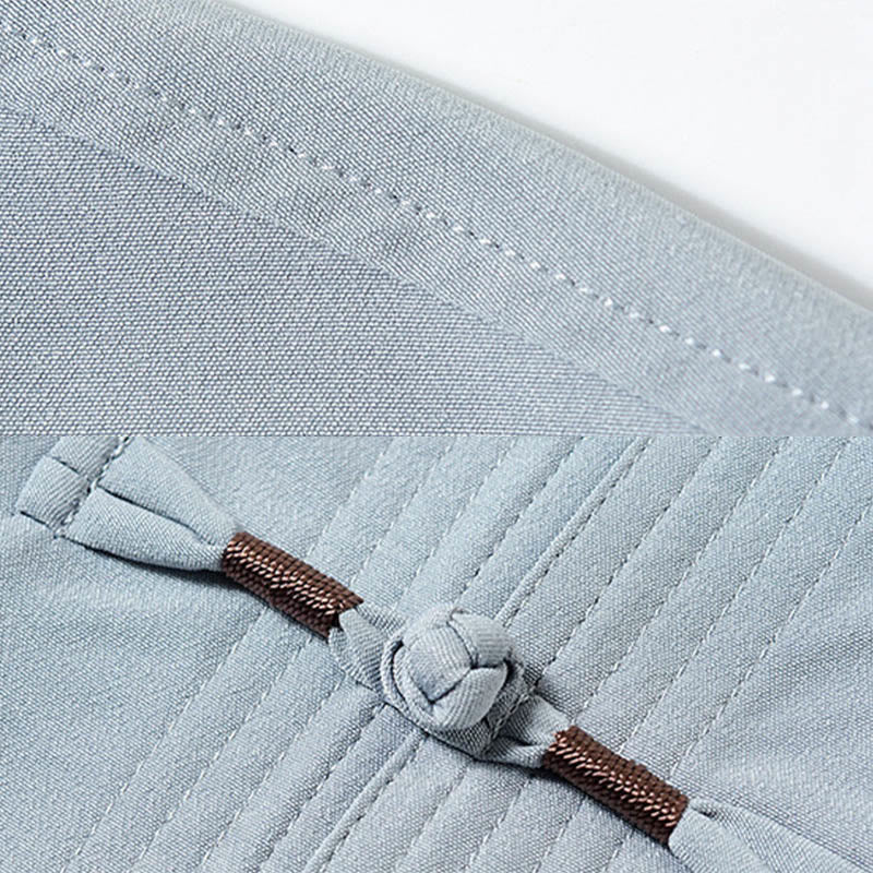 Buddha Stones Fu personaje bordado traje Tang tradicional botón de rana manga corta Top pantalones ropa conjunto para hombres - image 9