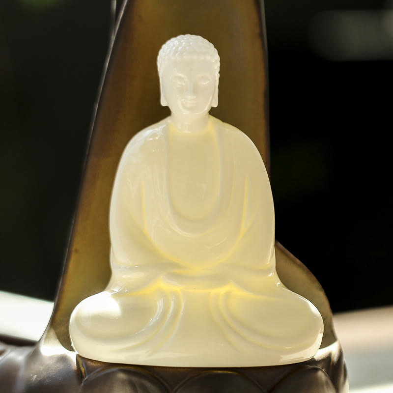 Quemador de incienso con palo de cerámica curativo, fuente de humo de reflujo de mano Led de Buddha Stones , decoración