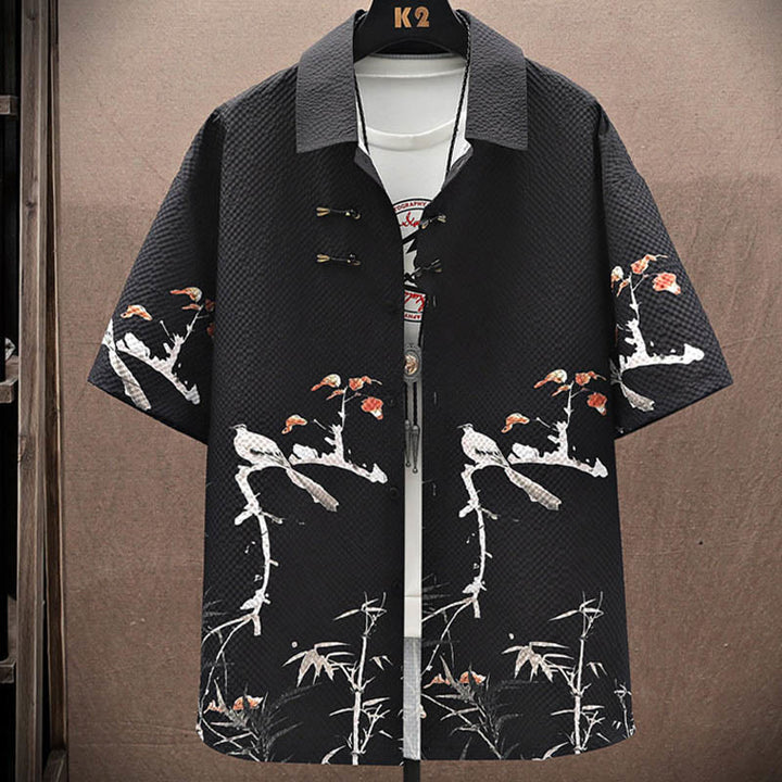 Conjunto de pantalones cortos de manga corta con estampado de urraca y árboles de coco con Buddha Stones, conjunto para hombre - image 11