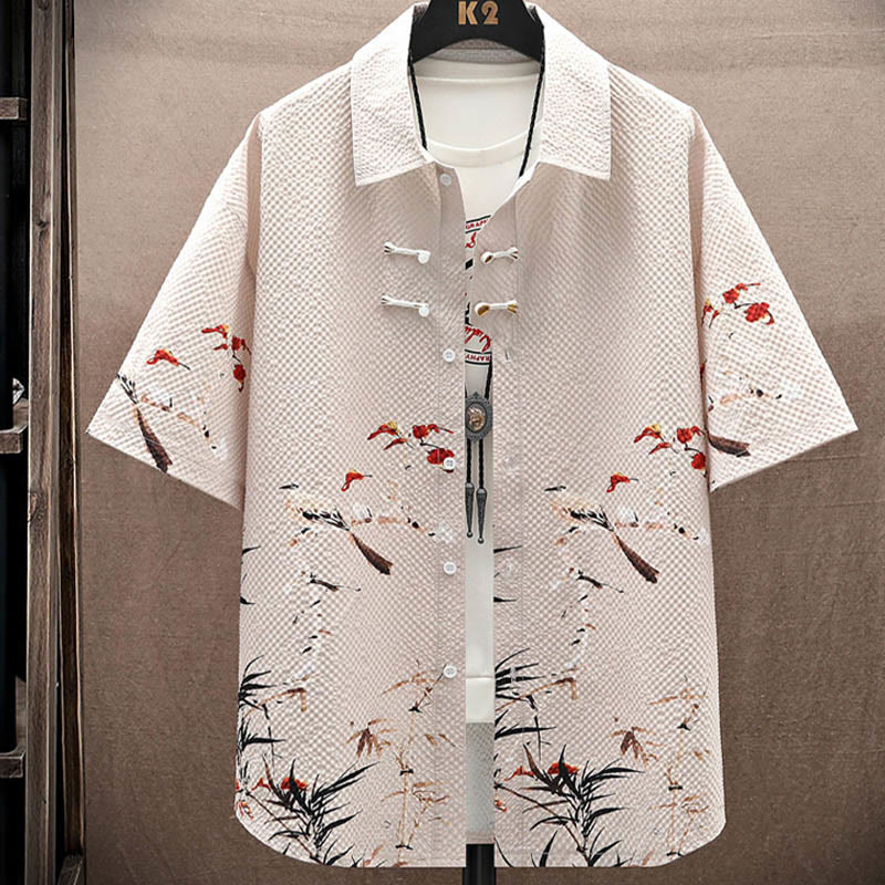 Conjunto de pantalones cortos de manga corta con estampado de urraca y árboles de coco con Buddha Stones, conjunto para hombre - image 15