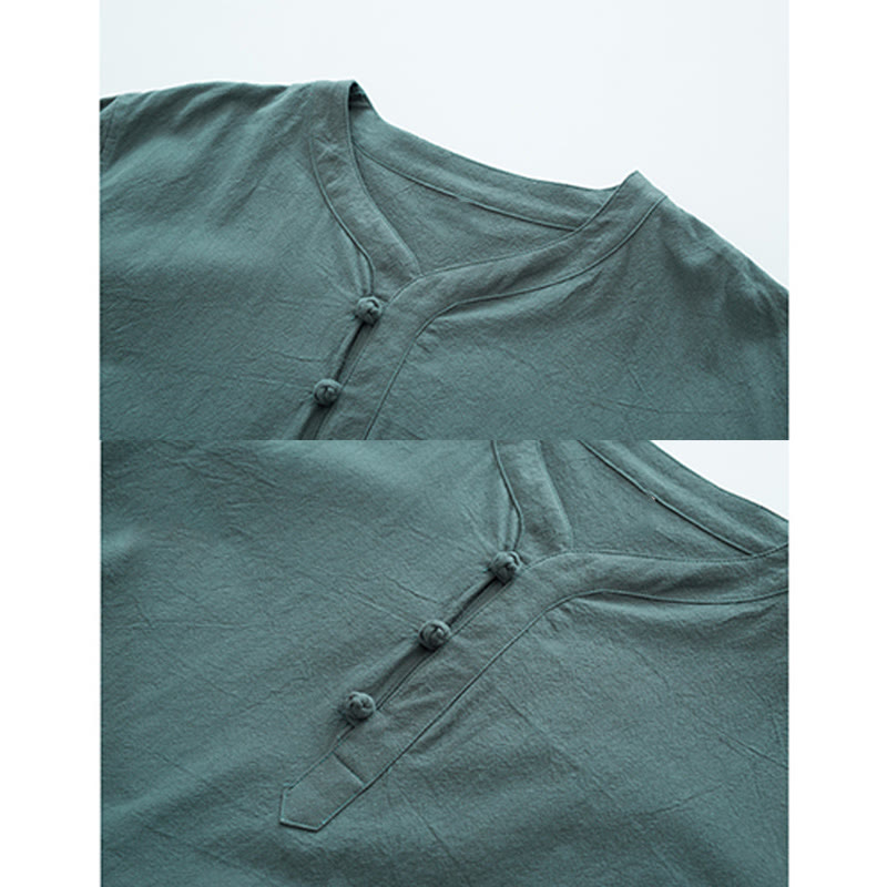 Conjunto de ropa para hombre: camiseta de manga corta y pantalón de color liso con estampado de Buddha Stones. - image 1