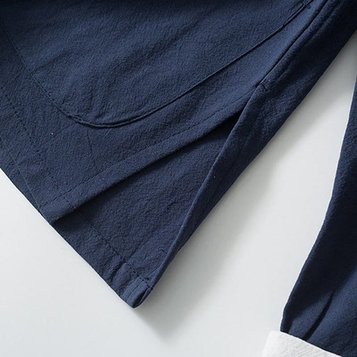 Buddha Stones Rana Botón Chino Tang Traje Camisa Algodón Lino Hombres Chaqueta Ropa - image 11