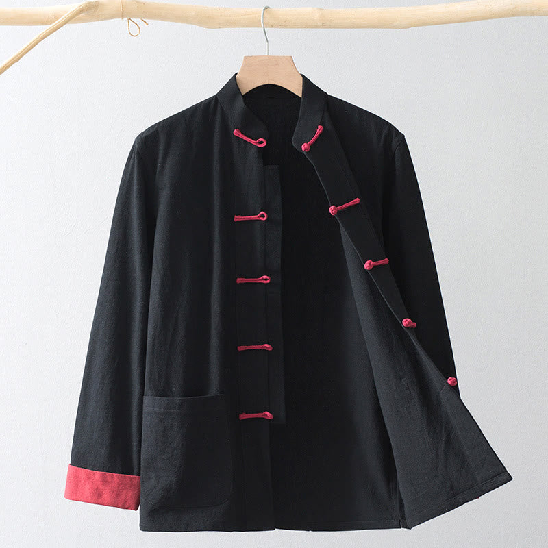 Buddha Stones Rana Botón Chino Tang Traje Camisa Algodón Lino Hombres Chaqueta Ropa - image 2