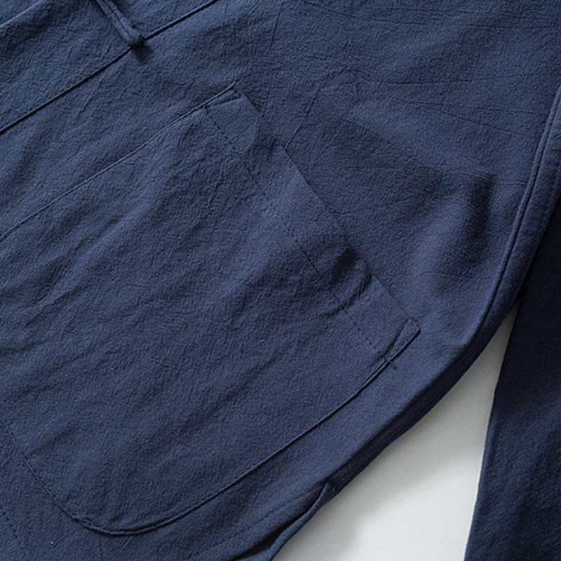 Camisa de traje chino Tang con estampado de Buddha Stones de rana, chaqueta de lino y algodón para hombre. - image 9