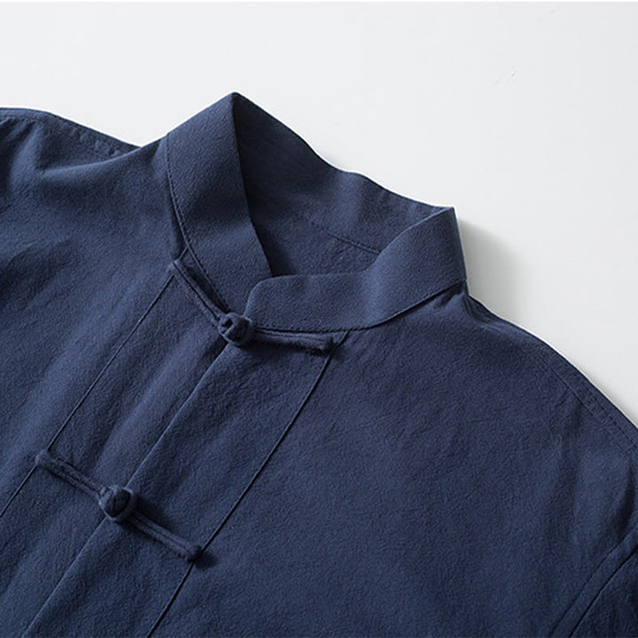 Buddha Stones Rana Botón Chino Tang Traje Camisa Algodón Lino Hombres Chaqueta Ropa - image 8