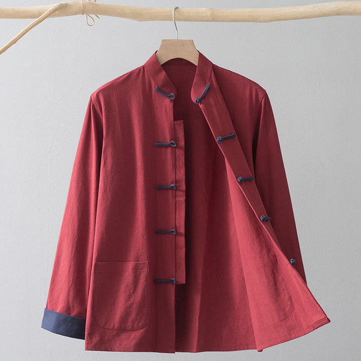 Buddha Stones Rana Botón Chino Tang Traje Camisa Algodón Lino Hombres Chaqueta Ropa - image 17