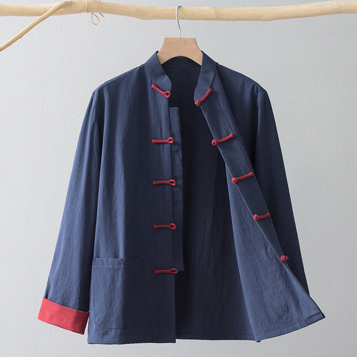 Buddha Stones Rana Botón Chino Tang Traje Camisa Algodón Lino Hombres Chaqueta Ropa - image 14