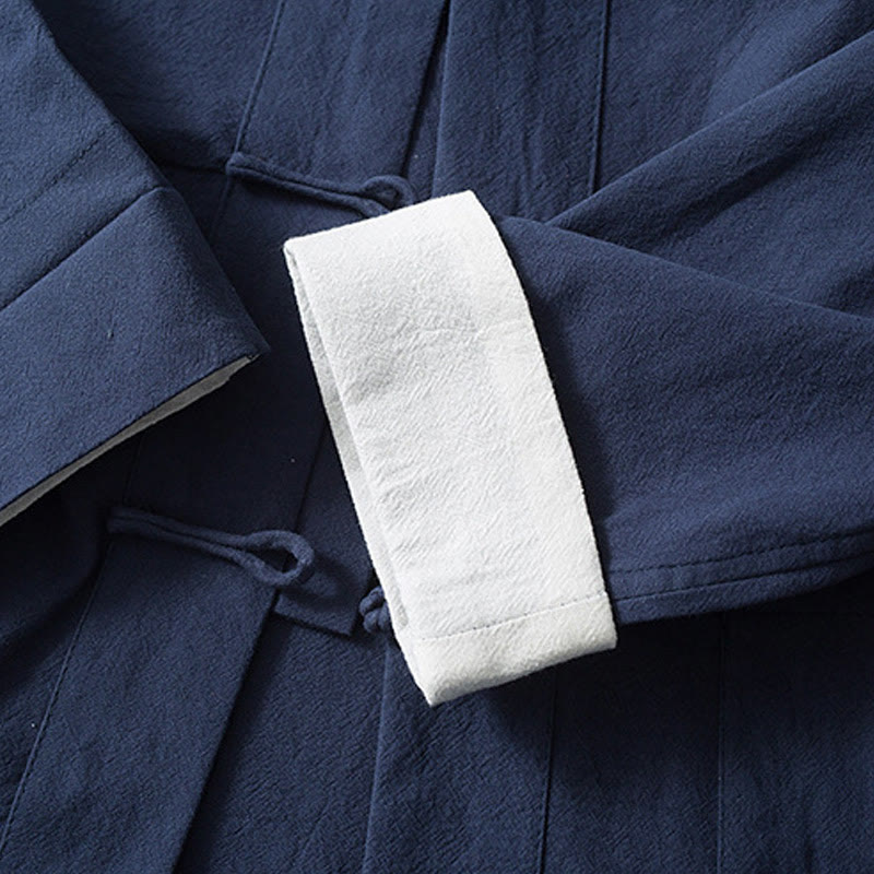 Buddha Stones Rana Botón Chino Tang Traje Camisa Algodón Lino Hombres Chaqueta Ropa - image 12