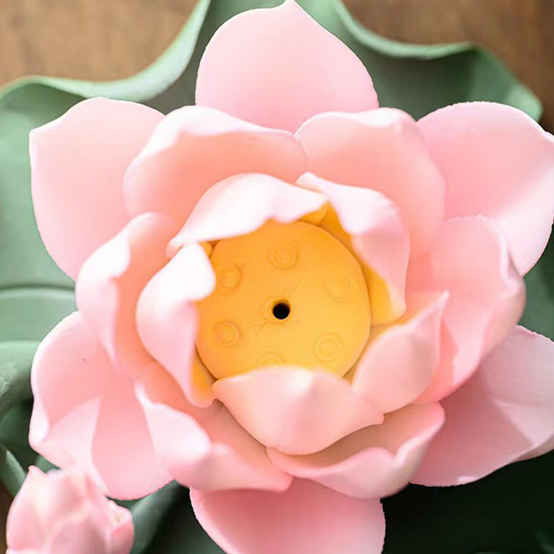 Buddha Stones, flor de loto, vaina de hoja, curación espiritual, palo de cerámica, decoración de quemador de incienso