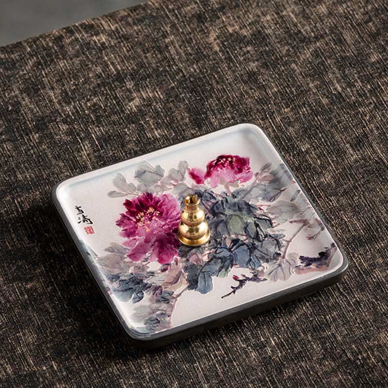 Buddha Stones, montaña, lago, flor, hoja, placa de cerámica curativa, bandeja, palo, decoración de quemador de incienso