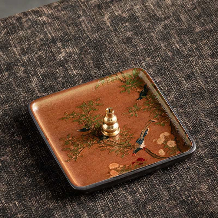Buddha Stones, montaña, lago, flor, hoja, placa de cerámica curativa, bandeja, palo, decoración de quemador de incienso