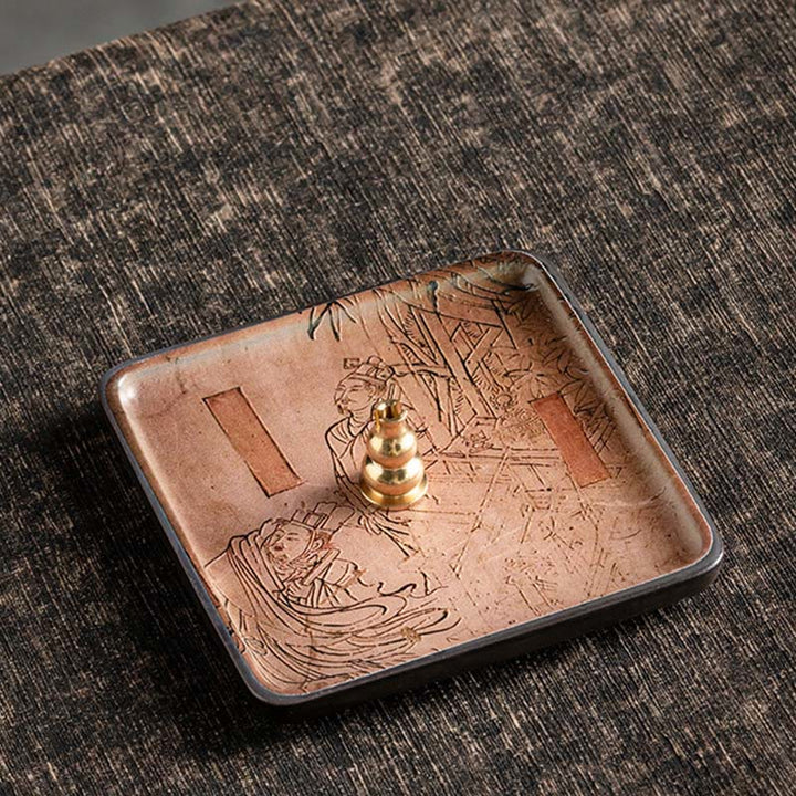 Buddha Stones, montaña, lago, flor, hoja, placa de cerámica curativa, bandeja, palo, decoración de quemador de incienso