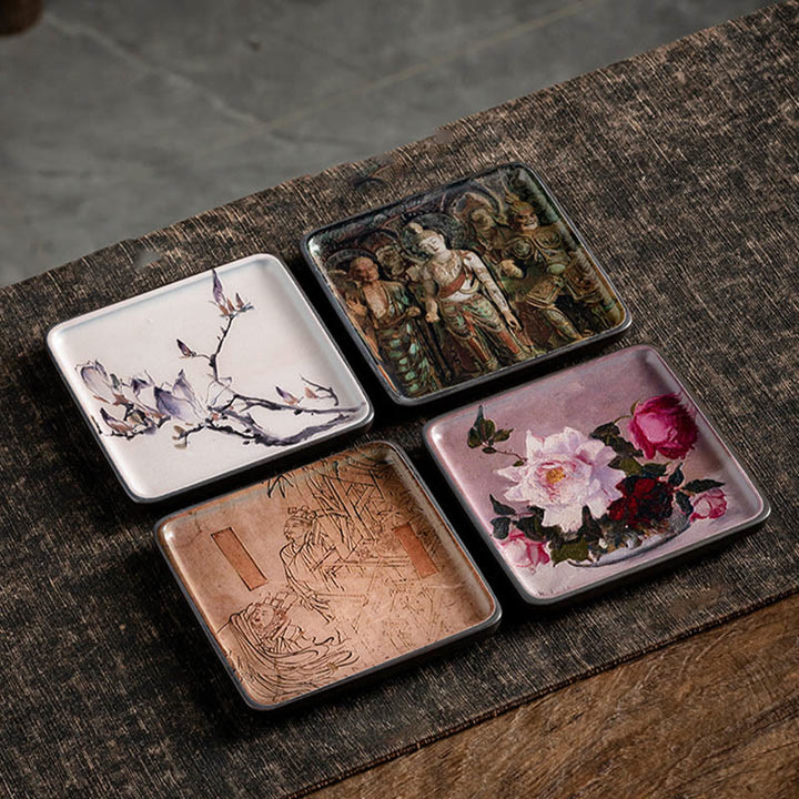 Buddha Stones, montaña, lago, flor, hoja, placa de cerámica curativa, bandeja, palo, decoración de quemador de incienso