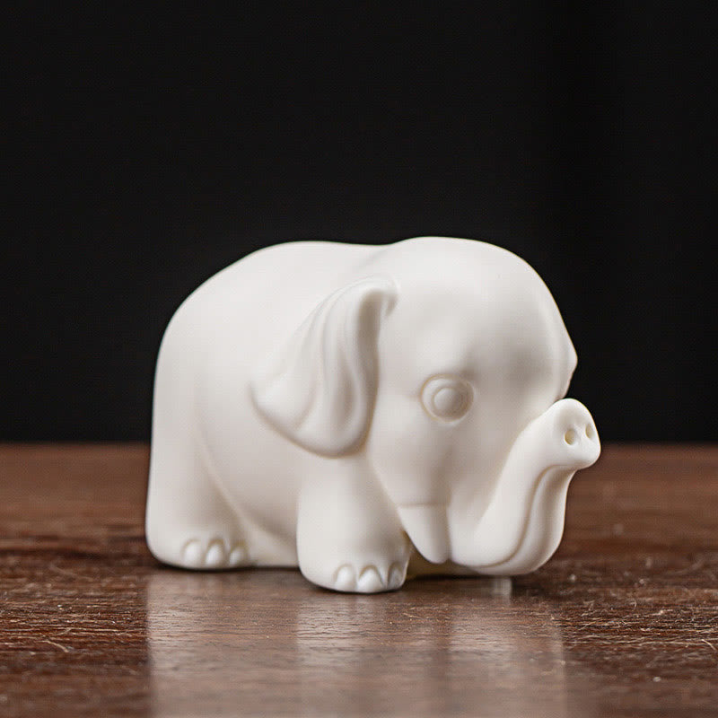 Estatua de elefante pequeña de Buddha Stones, porcelana blanca, cerámica, decoración de escritorio para el hogar