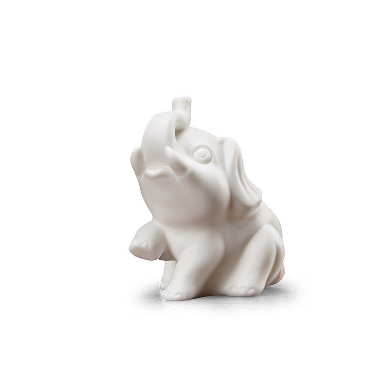 Estatua de elefante pequeña de Buddha Stones, porcelana blanca, cerámica, decoración de escritorio para el hogar