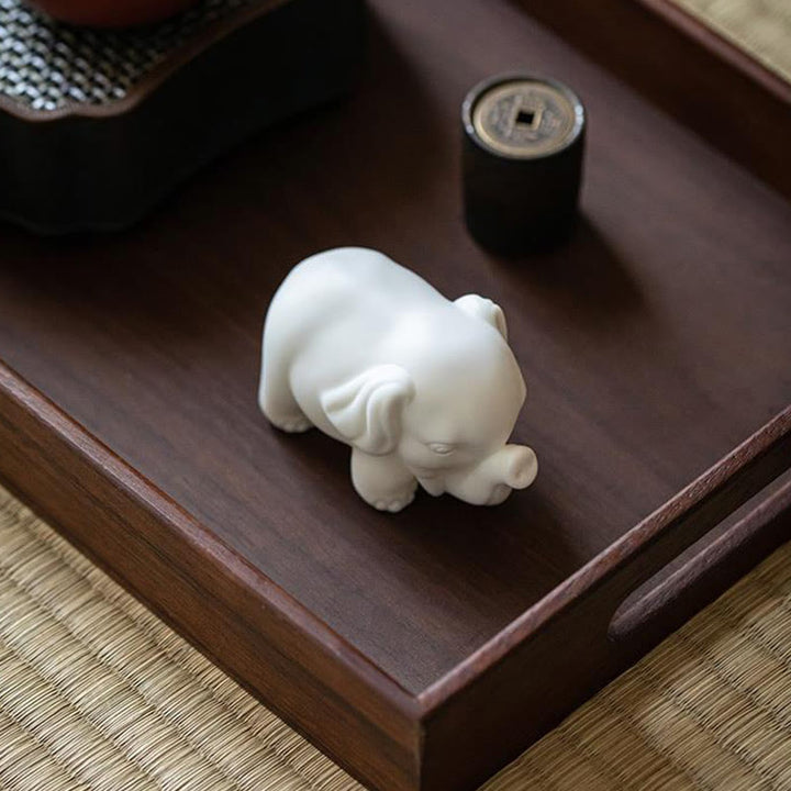 Estatua de elefante pequeña de Buddha Stones, porcelana blanca, cerámica, decoración de escritorio para el hogar