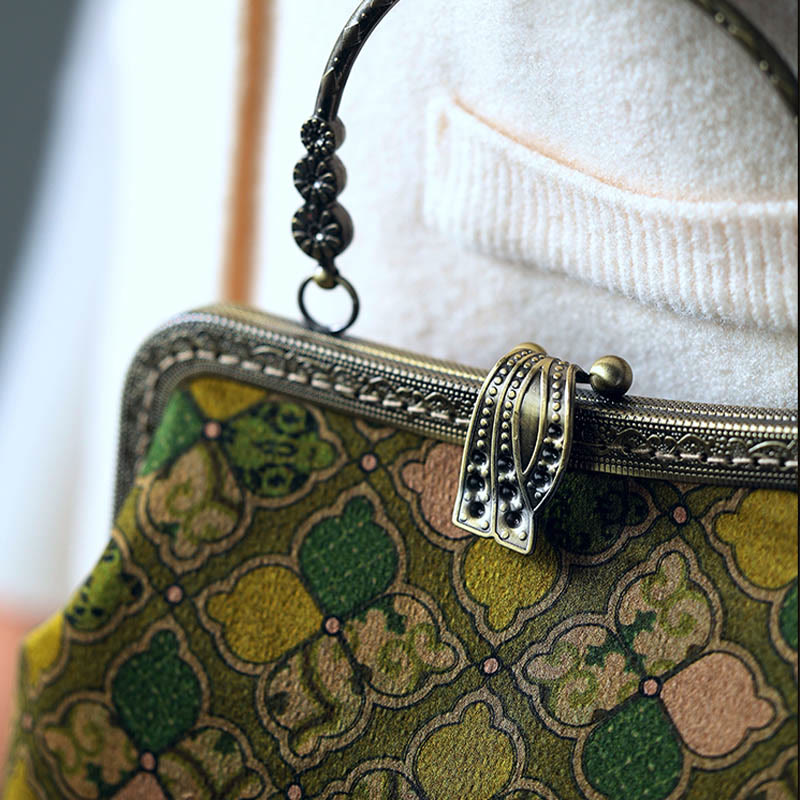 Bolso bandolera con cadena de metal y hojas verdes de Buddha Stones, bolso bandolera, bolso para teléfono móvil