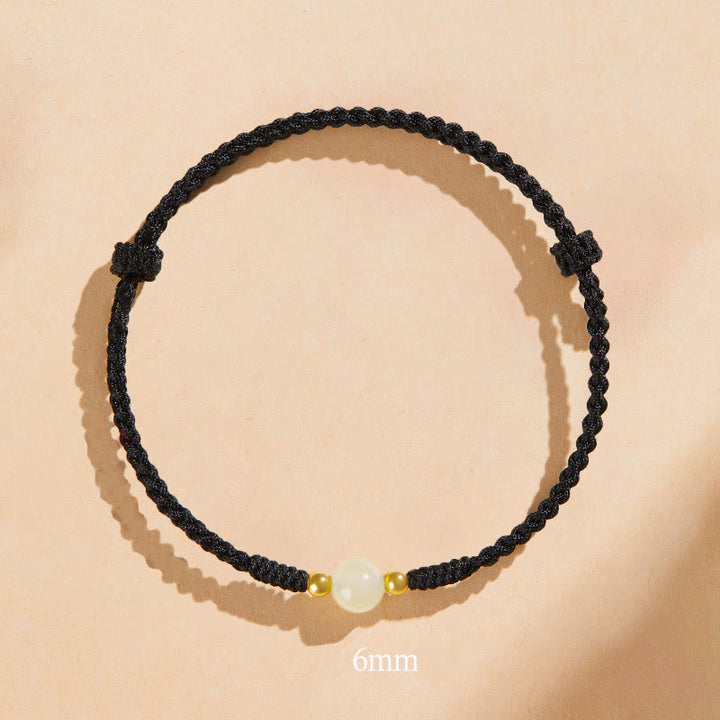 Pulsera trenzada de prosperidad con cuentas de la suerte, redondas, hechas a mano, con Buddha Stones
