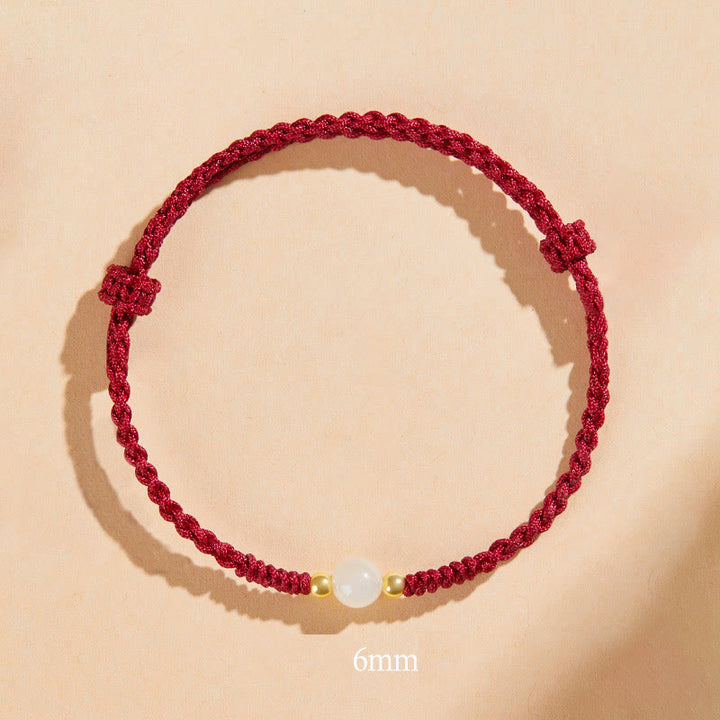 Pulsera trenzada de prosperidad con cuentas de la suerte, redondas, hechas a mano, con Buddha Stones