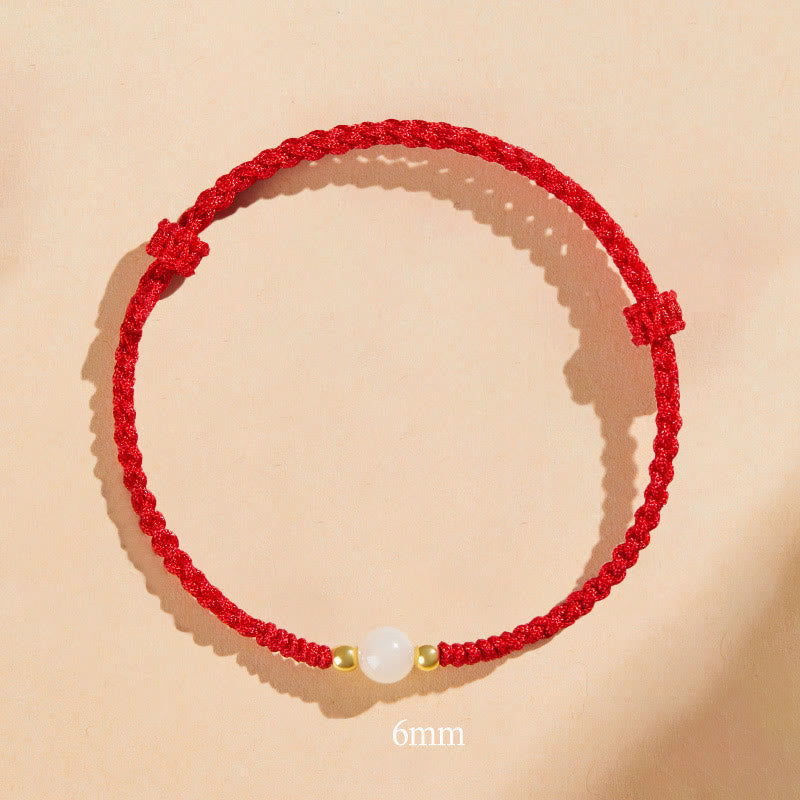 Pulsera trenzada de prosperidad con cuentas de la suerte, redondas, hechas a mano, con Buddha Stones