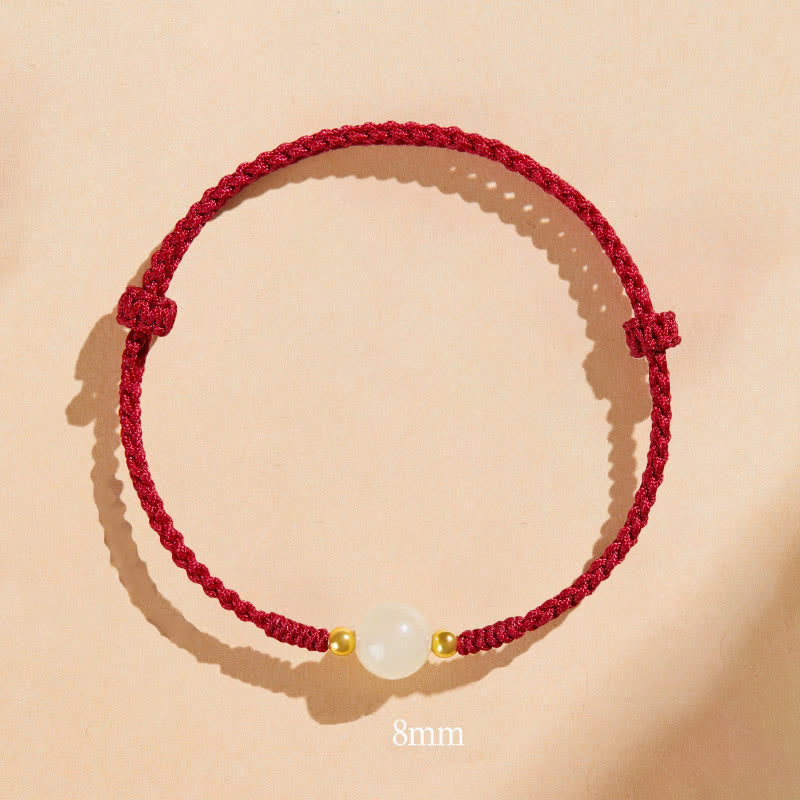 Pulsera trenzada de prosperidad con cuentas de la suerte, redondas, hechas a mano, con Buddha Stones