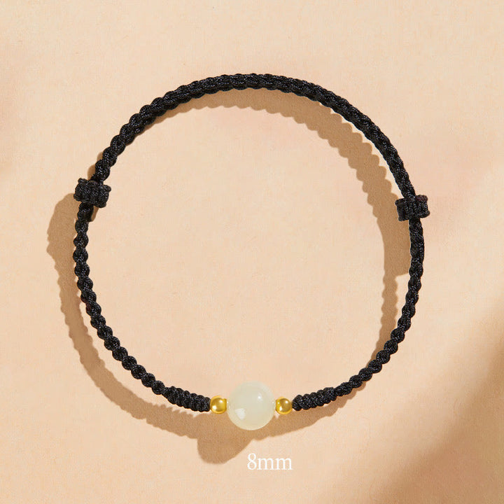 Pulsera trenzada de prosperidad con cuentas de la suerte, redondas, hechas a mano, con Buddha Stones