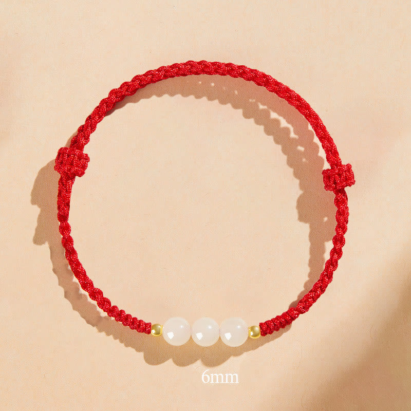 Pulsera trenzada de prosperidad con cuentas de la suerte, redondas, hechas a mano, con Buddha Stones