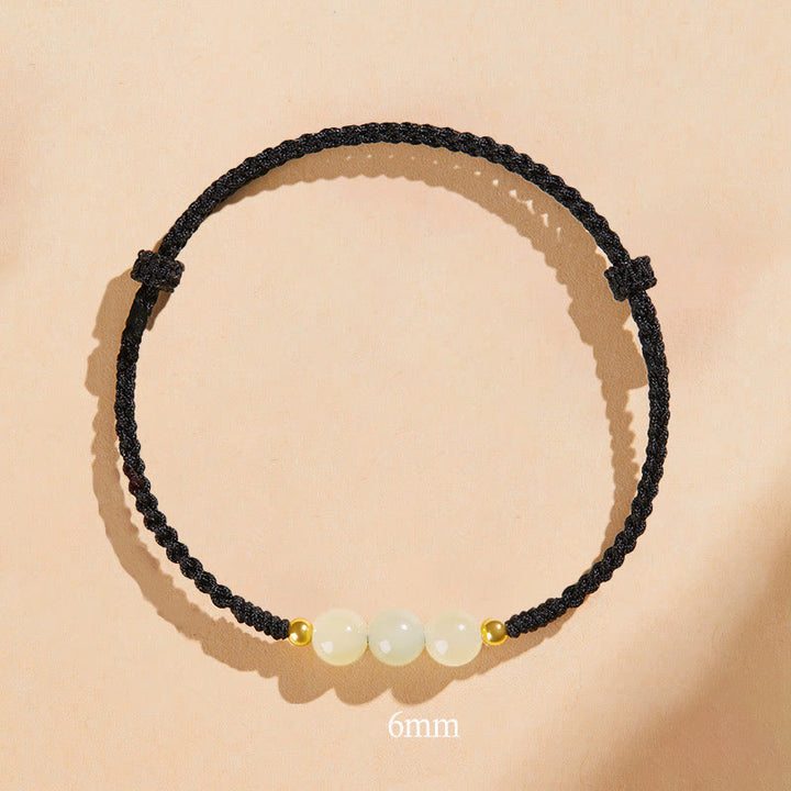 Pulsera trenzada de prosperidad con cuentas de la suerte, redondas, hechas a mano, con Buddha Stones