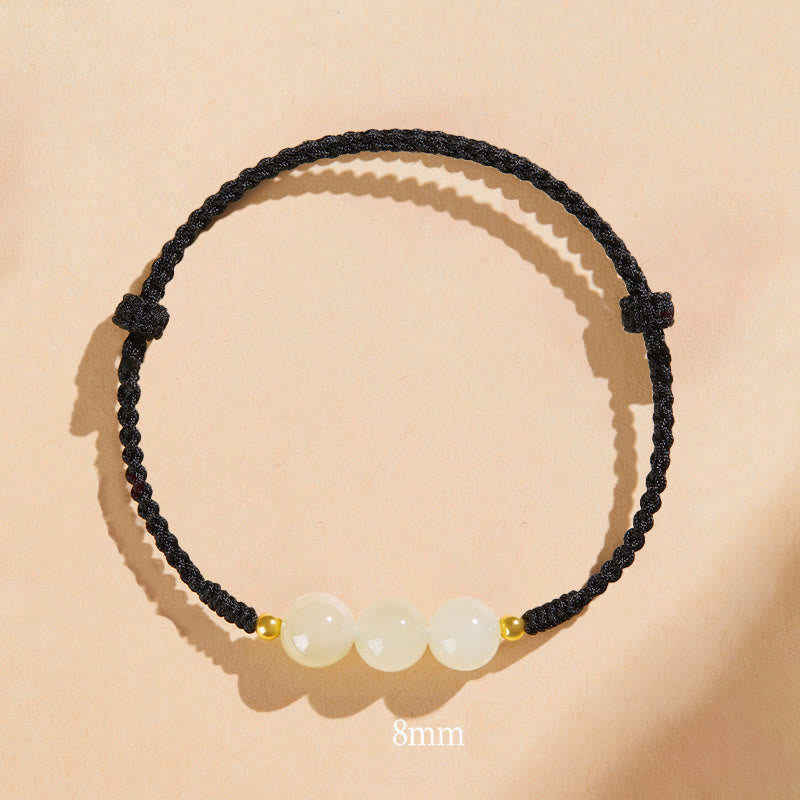 Pulsera trenzada de prosperidad con cuentas de la suerte, redondas, hechas a mano, con Buddha Stones