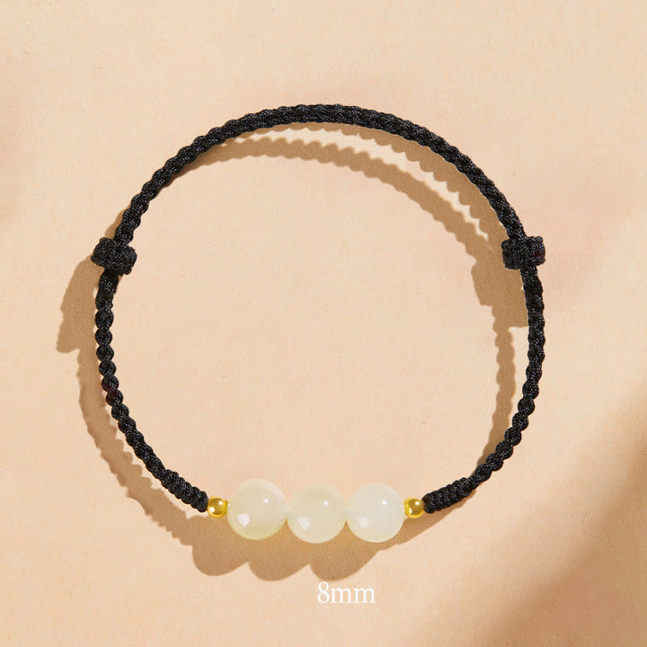 Pulsera trenzada de prosperidad con cuentas de la suerte, redondas, hechas a mano, con Buddha Stones