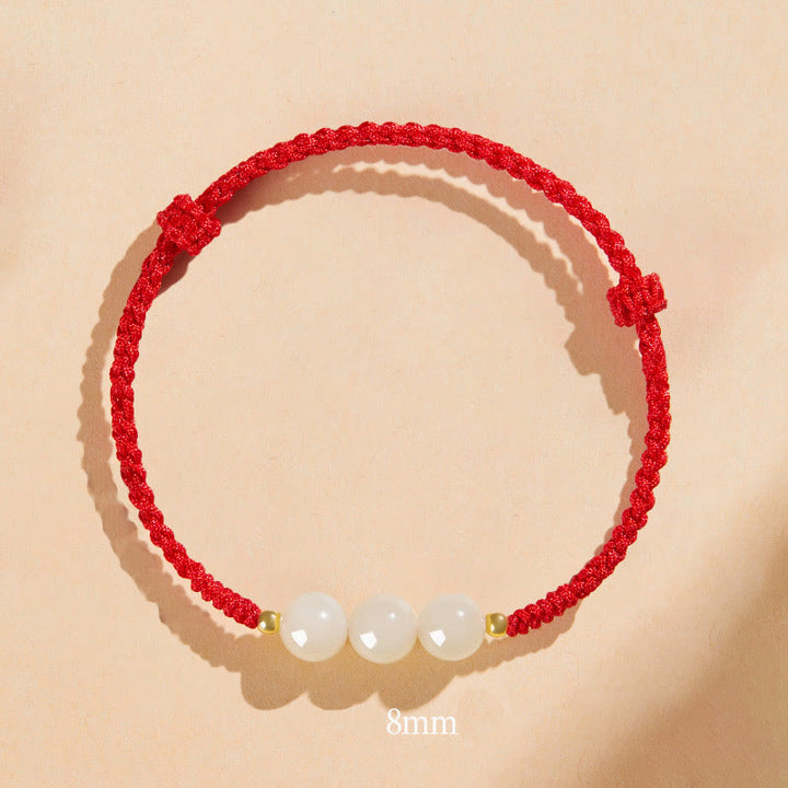 Pulsera trenzada de prosperidad con cuentas de la suerte, redondas, hechas a mano, con Buddha Stones