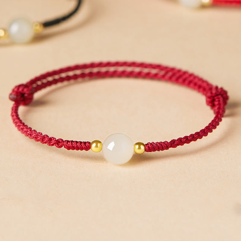 Pulsera trenzada de prosperidad con cuentas de la suerte, redondas, hechas a mano, con Buddha Stones