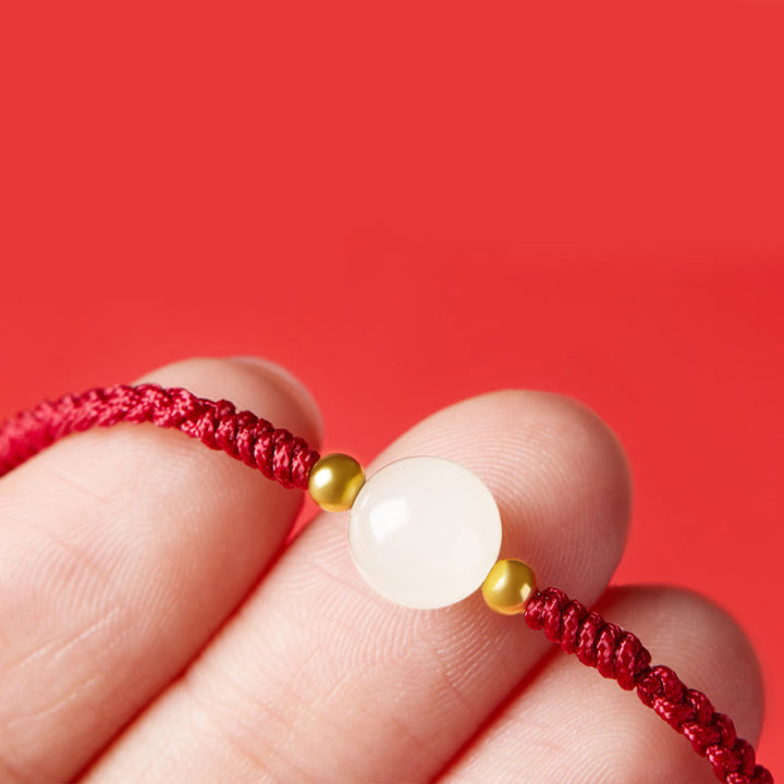 Pulsera trenzada de prosperidad con cuentas de la suerte, redondas, hechas a mano, con Buddha Stones