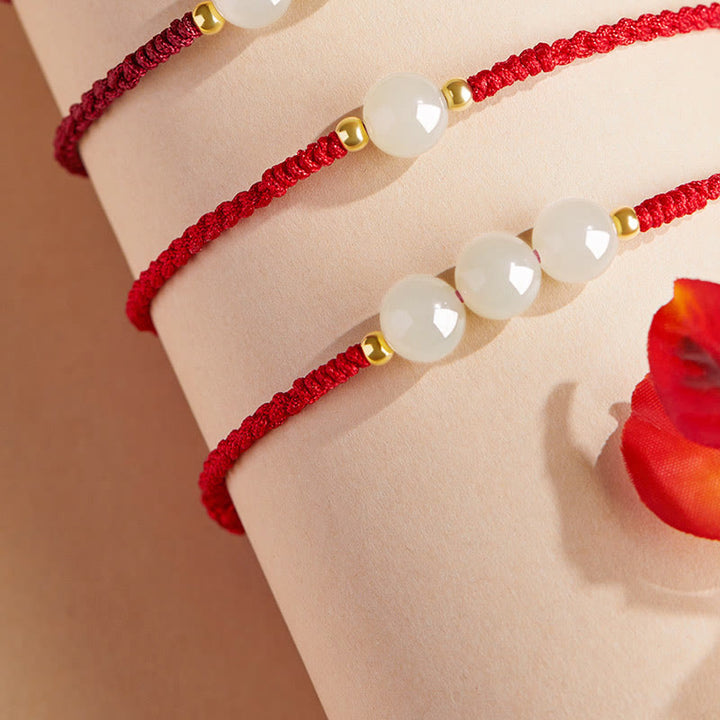 Pulsera trenzada de prosperidad con cuentas de la suerte, redondas, hechas a mano, con Buddha Stones