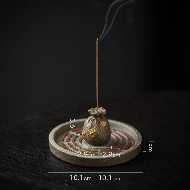 Cuenco pequeño del tesoro de Buddha Stones, bolsa de la suerte, bandeja de Bagua, palo de cerámica curativo, decoración de quemador de incienso