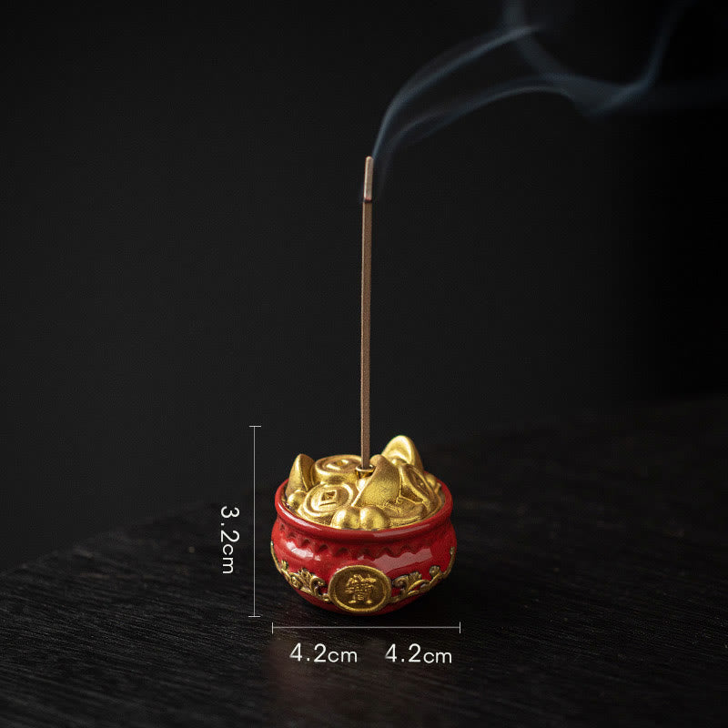 Cuenco pequeño del tesoro de Buddha Stones, bolsa de la suerte, bandeja de Bagua, palo de cerámica curativo, decoración de quemador de incienso